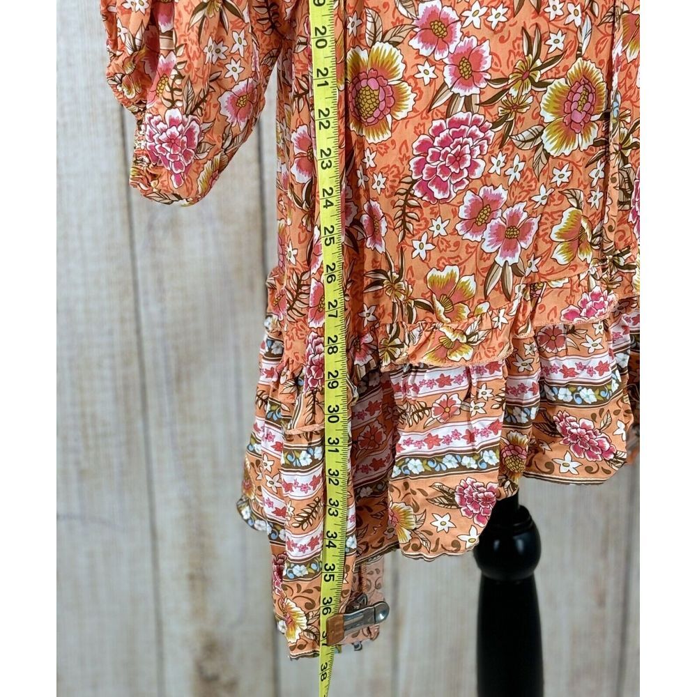 Umgee Size Small Tangerine Orange Floral Print Hi Low Midi Dress Boho Beach NWT - Picture 8 of 9